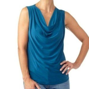 NEW  Ocean Blue Drape Neck Sleeveless Tank Top